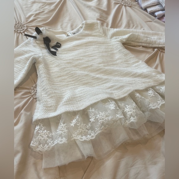 Rare Editions White Long Sleeve Top with Lace Girls Size 3T - Picture 1 of 4